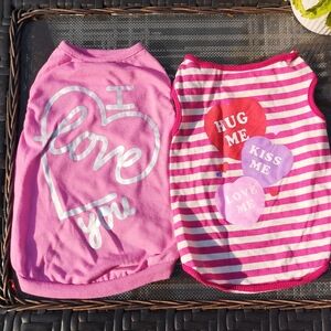 Dog Puppy Pet Tees T-shirts Lot of 2 Pink Summer Clothing